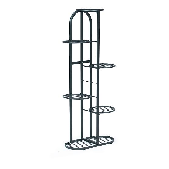 Suport modern din metal pentru flori cu 6 niveluri, negru