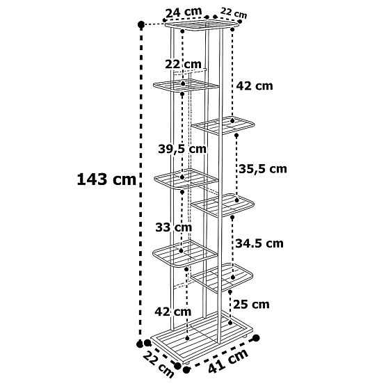 Suport pentru flori cu 8 niveluri NEST negru