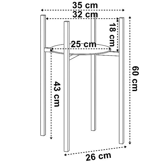 Suport pentru flori loft Torre 60 cm negru