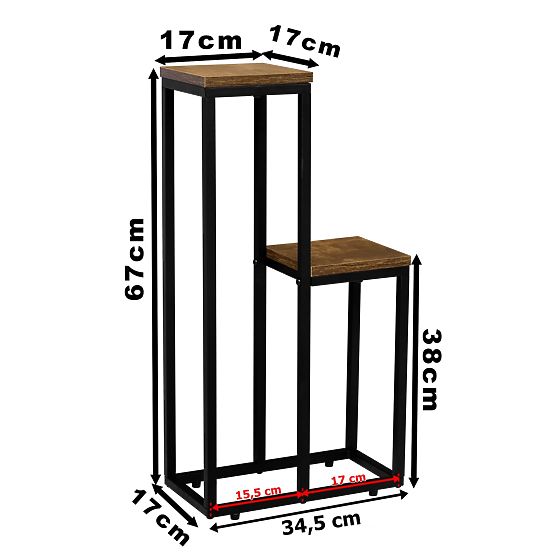 Suport pentru flori negru Hazel Rustic stejar antic