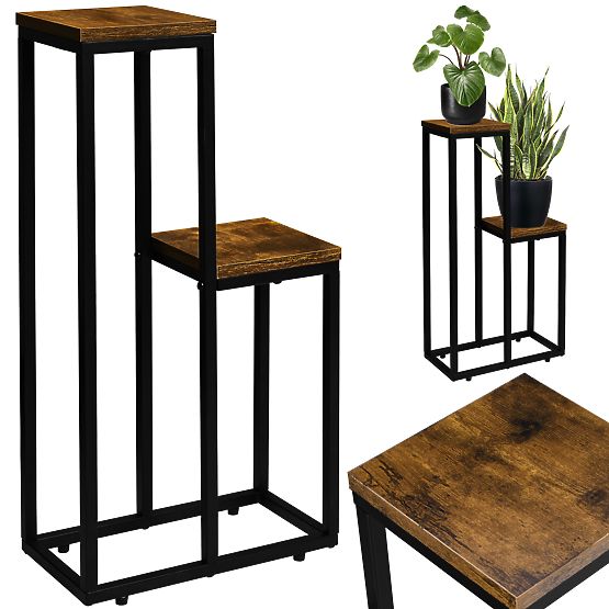 Suport pentru flori negru Hazel Rustic stejar antic