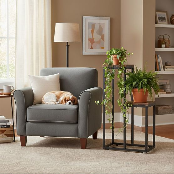 Suport pentru flori, suport de podea cu 2 rafturi, decor loft ModernHome