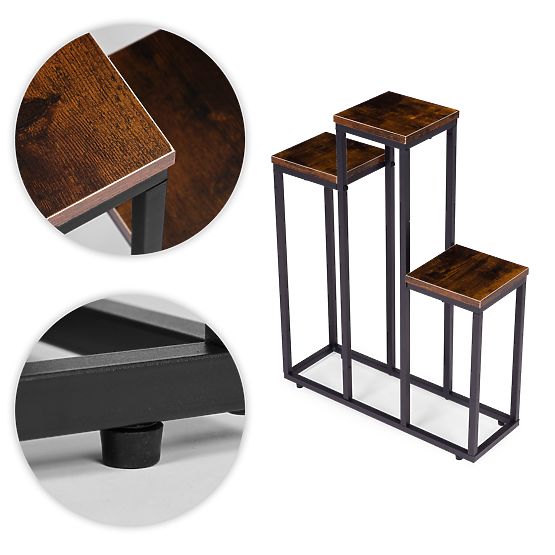 Suport pentru flori, suport decorativ cu 3 rafturi loft ModernHome