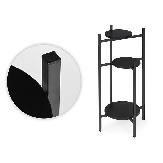Suport pentru flori, suport pentru flori, decor, 3 niveluri, negru, ModernHome