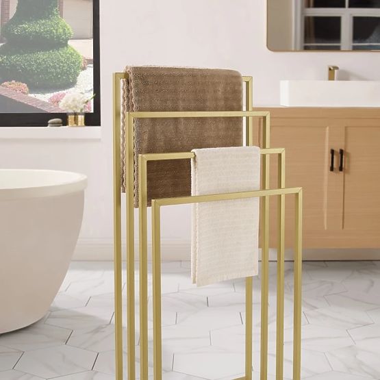 Suport pentru prosoape cu 4 bare - auriu