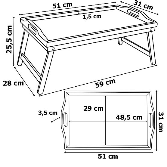 Tavă de mic dejun pliabilă AURELIA