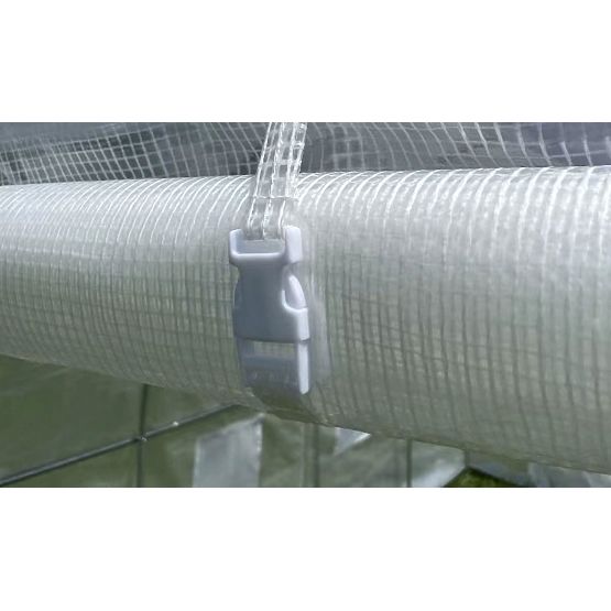 Tunel de seră de grădină 3x2x2 m cadru metalic multifuncțional folie albă 2 intrări