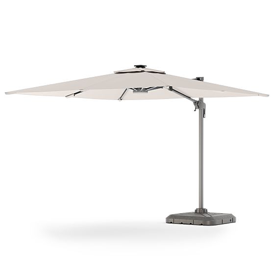Umbrelă de grădină cu braț Shade Deluxe 4x3 m cu husă și iluminare LED solară, rotativă