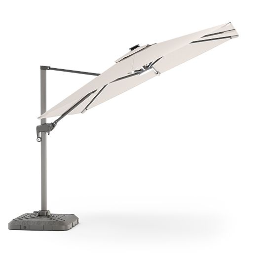 Umbrelă de grădină cu braț Shade Deluxe 4x3 m cu husă și iluminare LED solară, rotativă