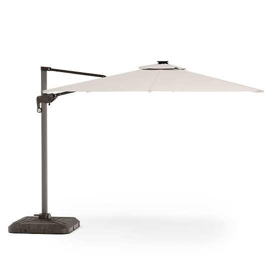 Umbrelă de grădină cu braț Shade Deluxe 4x3 m cu husă și iluminare LED solară, rotativă