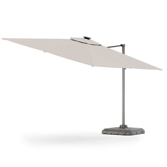 Umbrelă de grădină cu braț Shade Deluxe 4x3 m cu husă și iluminare LED solară, rotativă