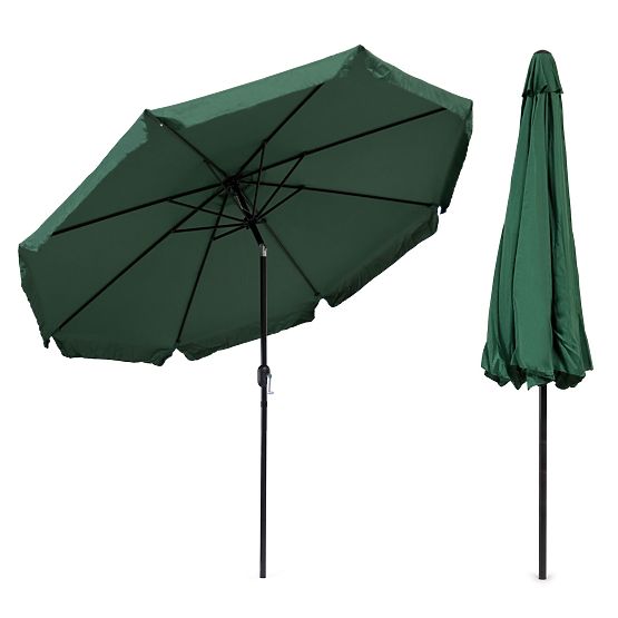 Umbrelă de grădină mare 3m înclinată, rabatabilă cu manivelă verde