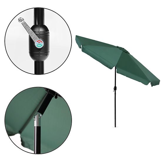 Umbrelă de grădină mare 3m înclinată, rabatabilă cu manivelă verde