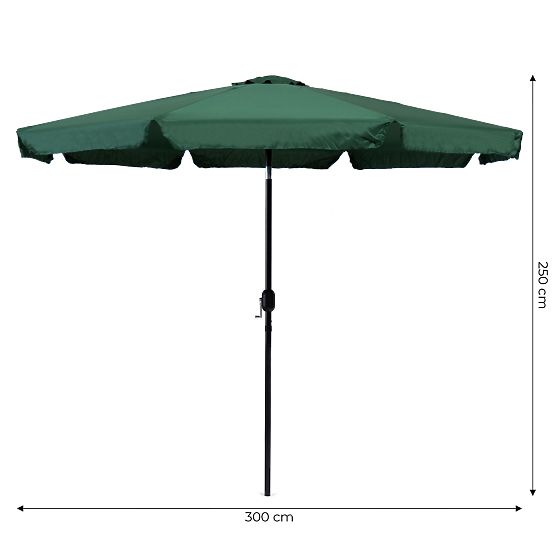 Umbrelă de grădină mare 3m înclinată, rabatabilă cu manivelă verde