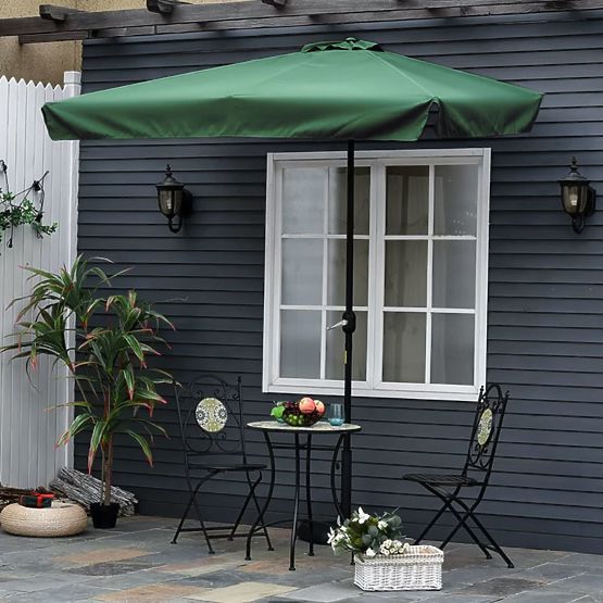 Umbrelă de grădină mare, dreptunghiulară, înclinabilă, cu manivelă verde 200 x 140 cm