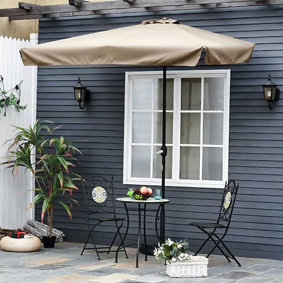 Umbrelă de grădină mare, dreptunghiulară, înclinată, pliabilă, cu manivelă, bej 200 x 140 cm