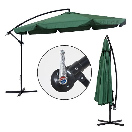 Umbrelă de grădină mare, pliabilă, cu braț extensibil, 3,5m verde
