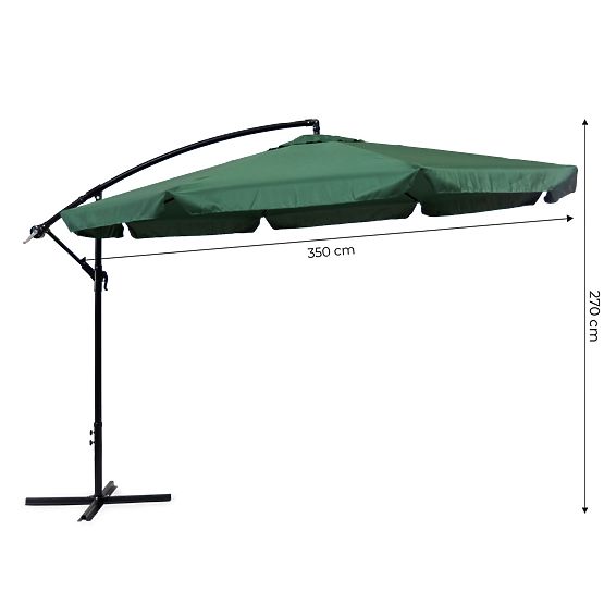 Umbrelă de grădină mare, pliabilă, cu braț extensibil, 3,5m verde