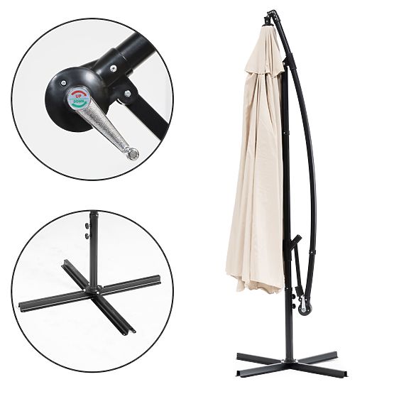 Umbrelă de grădină mare pliabilă pe suport 3m bej 6 spițe