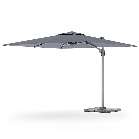Umbrelă de grădină pe braț Shade 4x3 m cu husă, rotativă 360°, gri