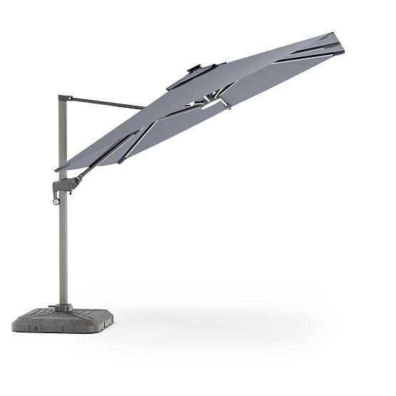 Umbrelă de grădină pe suport Shade Deluxe 4x3 m cu husă și iluminare LED solară, rotativă