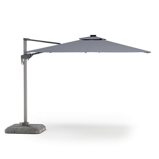 Umbrelă de grădină pe suport Shade Deluxe 4x3 m cu husă și iluminare LED solară, rotativă
