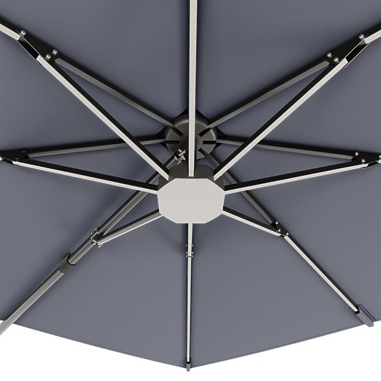 Umbrelă de grădină pe suport Shade Deluxe 4x3 m cu husă și iluminare LED solară, rotativă