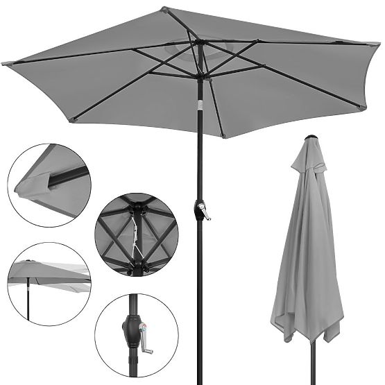 Umbrelă de grădină pliabilă pentru balcon, reglabilă, 210 cm, gri