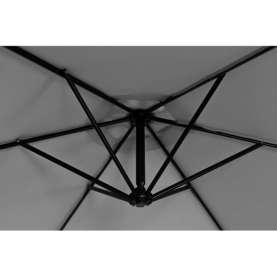 Umbrelă de soare mare pliabilă pentru grădină cu suport lateral 3m gri 6 spițe