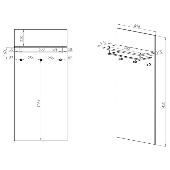 Umeraș de perete Nevio - stejar artizanal