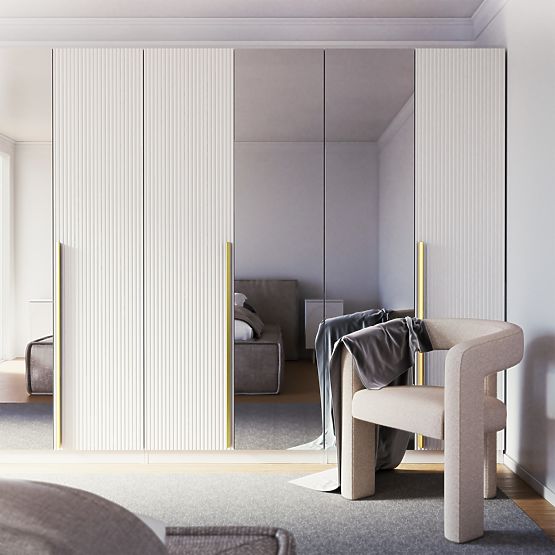 Ușă pentru dulap Neroli, 45,6 cm, caneluri simple, albă