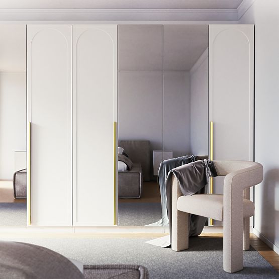 Ușă pentru dulap Neroli, 45,6 cm, inserție arcuită, albă, stânga