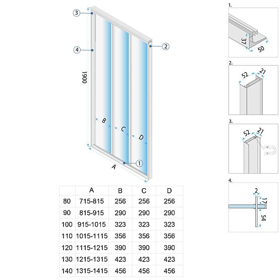 Uși de duș Rea Alex 100