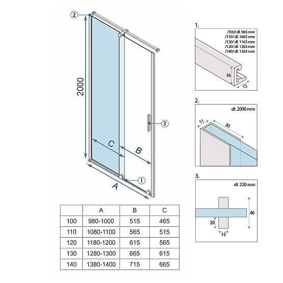 Uși de duș Rea Montana 120 Aurie periată