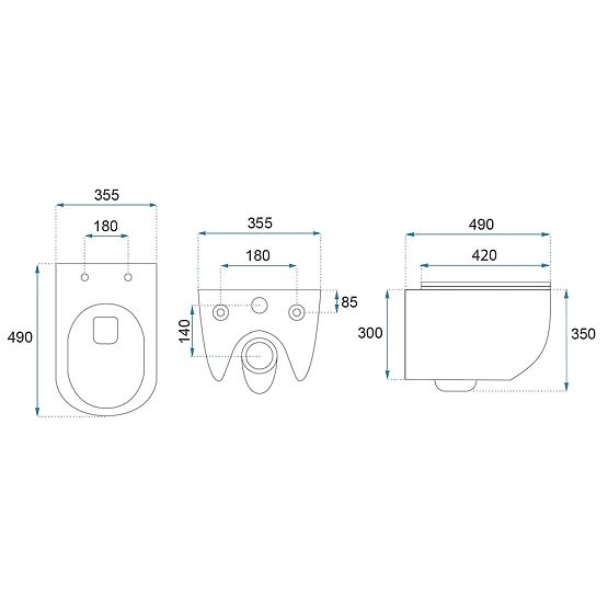 Vas de toaletă suspendat Rea Carlo Mini Tornado NF NEGRU MAT