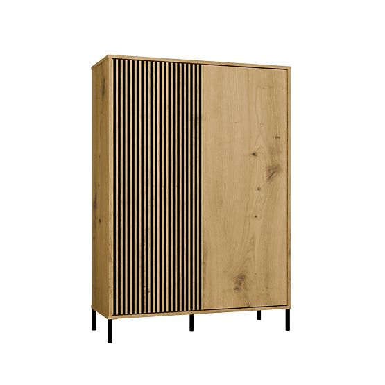 Vitrină KAMARO 2DD SLIM/STEJAR ARTISAN Lamelar Fațadă Canelată + Clasică