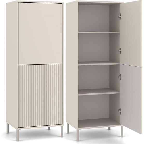 Vitrină KAMARO 2DK SLIM/SMOOTH CAȘMIR Lamelat Canelat + Panou Frontal Clasic