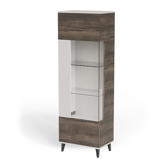 Vitrină RANDOM 2 în 1 cașmir / nuc / negru