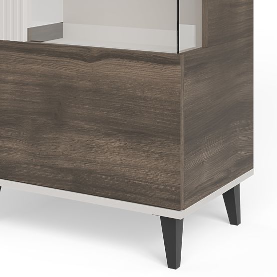 Vitrină RANDOM 2 în 1 cașmir / nuc / negru