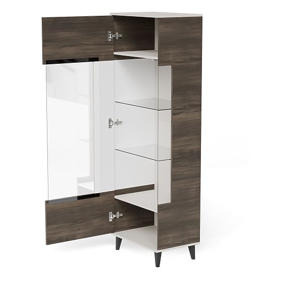 Vitrină RANDOM 2 în 1 cașmir / nuc / negru