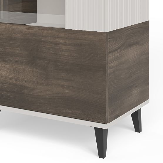 Vitrină RANDOM 2 în 1 cașmir / nuc / negru