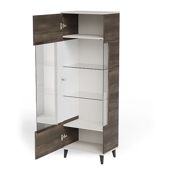 Vitrină RANDOM 2 în 1 cașmir / nuc / negru