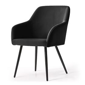 6x Scaun neted tapițat cu catifea Negru ESTELLE Picioare negre