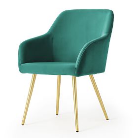 6x Scaun tapițat din catifea netedă Verde Sticlă ESTELLE Picioare Aurii