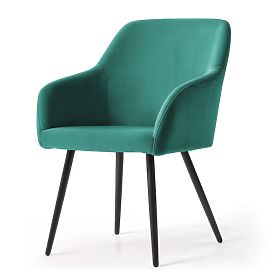 6x Scaun tapițat din catifea netedă Verde Sticlă ESTELLE Picioare Negre