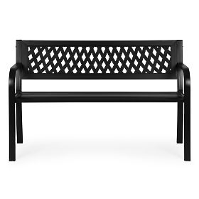 Bancă de grădină cu spătar cu grilaj 120x50 cm metalică neagră MultiGarden, MultiGarden