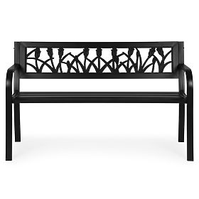 Bancă de grădină cu spătar decorativ 120x50 cm metalică neagră MultiGarden, MultiGarden