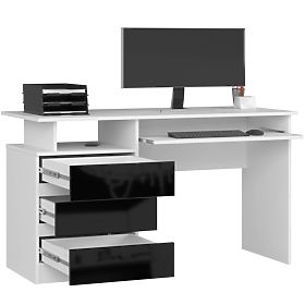 BIROU CLP 135cm PK ALB / NEGRU LUCIOASĂ
