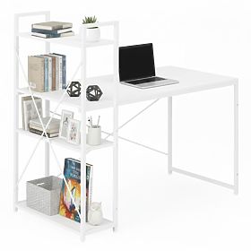 Birou de calculator școlar 120x60 cm cu raft cu 3 polițe alb ModernHome, MODERNHOME