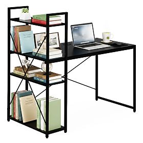Birou de calculator școlar 120x60 cm cu raft și 3 polițe negru ModernHome, MODERNHOME